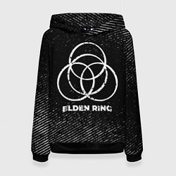Толстовка-худи женская Elden Ring с потертостями на темном фоне, цвет: 3D-черный