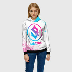 Толстовка-худи женская Sabaton neon gradient style, цвет: 3D-черный — фото 2