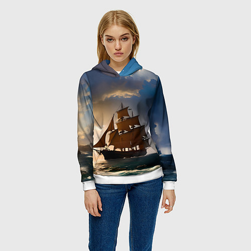 Женская толстовка Парусный корабль галеон / 3D-Белый – фото 3