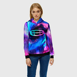 Толстовка-худи женская Geely неоновый космос, цвет: 3D-черный — фото 2