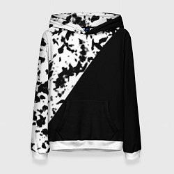Толстовка-худи женская Черно-белый текстура, цвет: 3D-белый