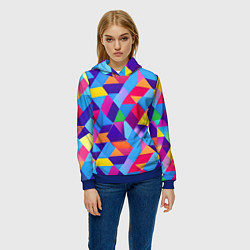 Толстовка-худи женская Геометрическая абстракция красок, цвет: 3D-синий — фото 2