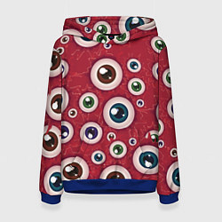 Толстовка-худи женская Множество жутких глаз, цвет: 3D-синий