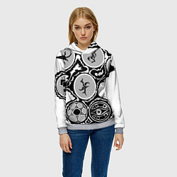 Толстовка-худи женская Рисунок тушью, цвет: 3D-меланж — фото 2
