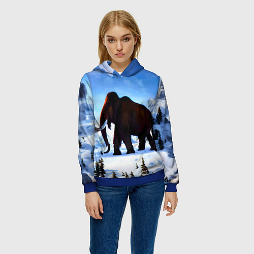Женская толстовка Мамонт ледникового периода / 3D-Синий – фото 3