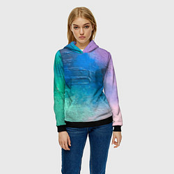 Толстовка-худи женская Пудра и голубые краски, цвет: 3D-черный — фото 2