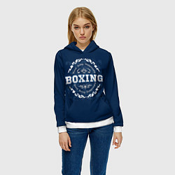 Толстовка-худи женская Boxing - надпись, цвет: 3D-белый — фото 2