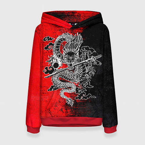 Женская толстовка Дракон с катаной / 3D-Красный – фото 1