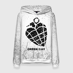 Толстовка-худи женская Green Day с потертостями на светлом фоне, цвет: 3D-белый