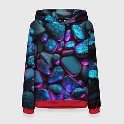 Толстовка-худи женская Неоновые камни, цвет: 3D-красный