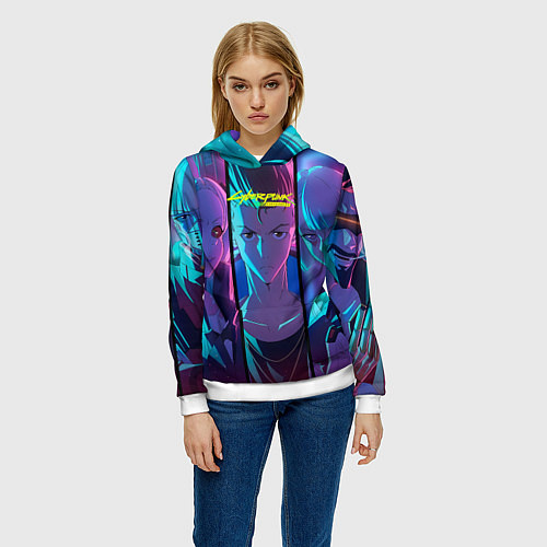 Женская толстовка Дэвид Мартинес Cyberpunk Edgerunners / 3D-Белый – фото 3