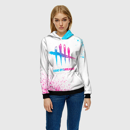 Женская толстовка Dead by Daylight neon gradient style / 3D-Черный – фото 3