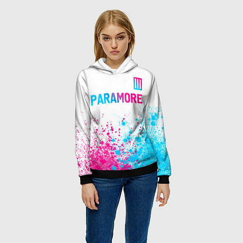 Женская толстовка Paramore neon gradient style: символ сверху / 3D-Черный – фото 3