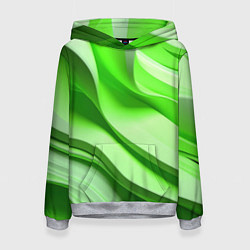 Толстовка-худи женская Светлые зеленые волны, цвет: 3D-меланж