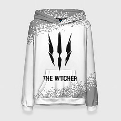 Толстовка-худи женская The Witcher glitch на светлом фоне, цвет: 3D-белый