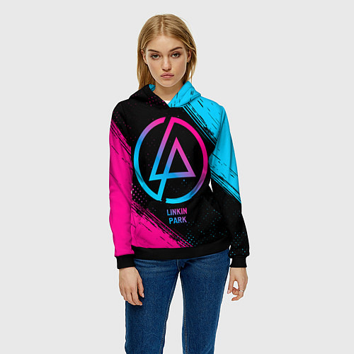 Женская толстовка Linkin Park - neon gradient / 3D-Черный – фото 3