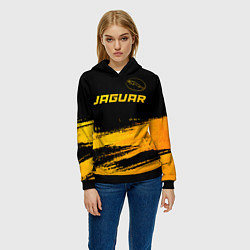 Толстовка-худи женская Jaguar - gold gradient: символ сверху, цвет: 3D-черный — фото 2