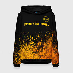 Толстовка-худи женская Twenty One Pilots - gold gradient: символ сверху, цвет: 3D-черный