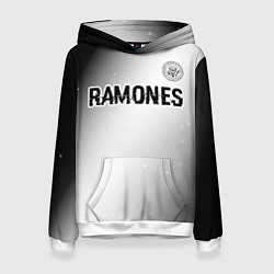 Толстовка-худи женская Ramones glitch на светлом фоне: символ сверху, цвет: 3D-белый