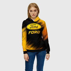 Толстовка-худи женская Ford - gold gradient, цвет: 3D-черный — фото 2