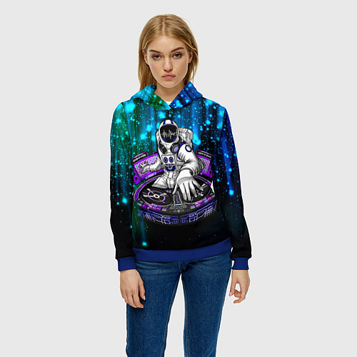 Женская толстовка Space DJ - neon starfall / 3D-Синий – фото 3