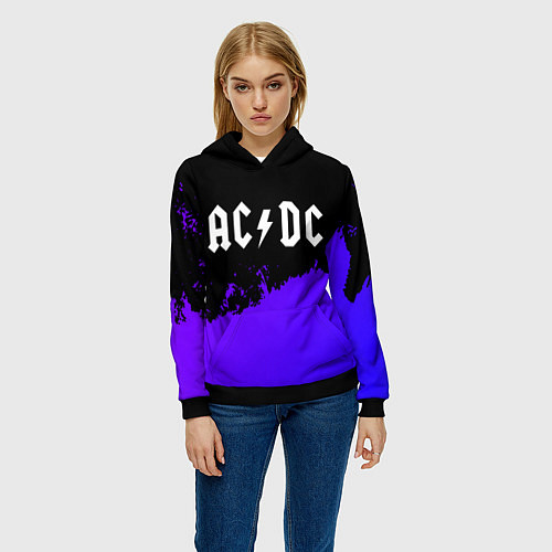 Женская толстовка AC DC purple grunge / 3D-Черный – фото 3