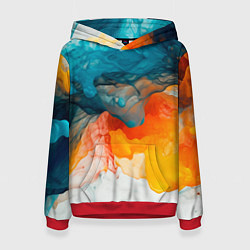 Толстовка-худи женская Синяя и оранжевая жидкости, цвет: 3D-красный