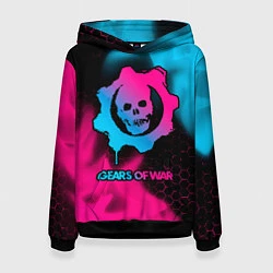 Толстовка-худи женская Gears of War - neon gradient, цвет: 3D-черный