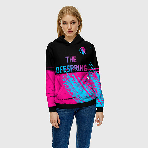 Женская толстовка The Offspring - neon gradient: символ сверху / 3D-Черный – фото 3