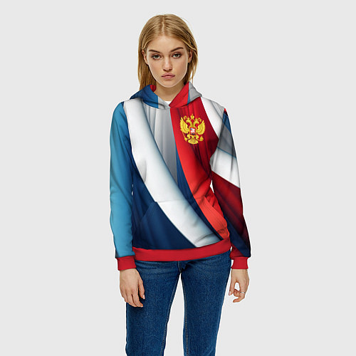 Женская толстовка Герб России абстракция / 3D-Красный – фото 3