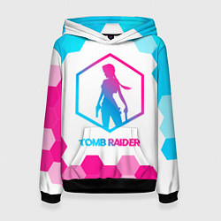 Толстовка-худи женская Tomb Raider neon gradient style, цвет: 3D-черный