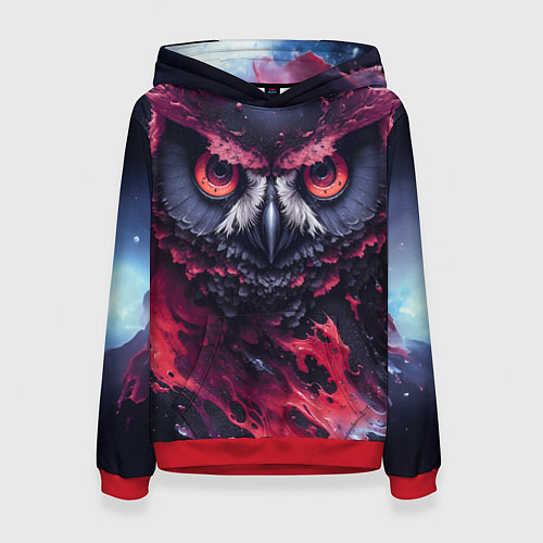 Женская толстовка Сова взгляд краска / 3D-Красный – фото 1