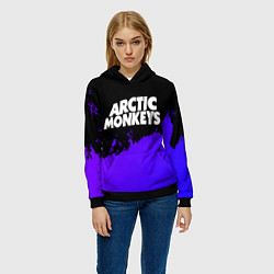 Толстовка-худи женская Arctic Monkeys purple grunge, цвет: 3D-черный — фото 2