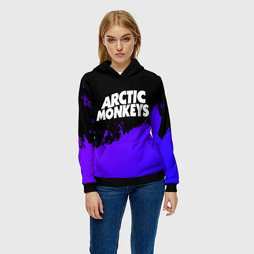 Женская толстовка Arctic Monkeys purple grunge / 3D-Черный – фото 3