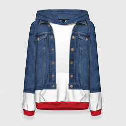 Толстовка-худи женская Джинсовая куртка, цвет: 3D-красный