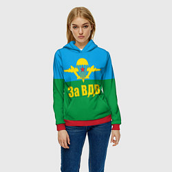 Толстовка-худи женская За ВДВ - десантник, цвет: 3D-красный — фото 2