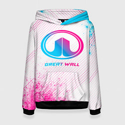 Толстовка-худи женская Great Wall neon gradient style, цвет: 3D-черный