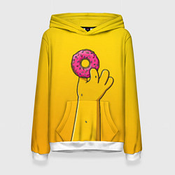 Толстовка-худи женская Гомер и пончик, цвет: 3D-белый