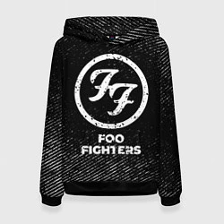 Толстовка-худи женская Foo Fighters с потертостями на темном фоне, цвет: 3D-черный