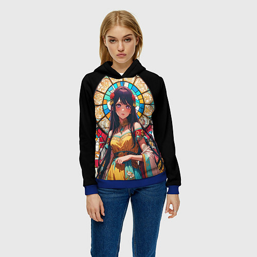 Женская толстовка Ай айдол - звездное дитя - витраж / 3D-Синий – фото 3