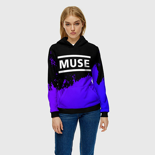 Женская толстовка Muse purple grunge / 3D-Черный – фото 3