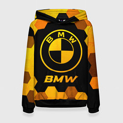 Толстовка-худи женская BMW - gold gradient, цвет: 3D-черный