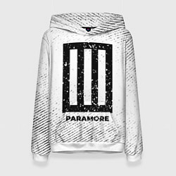 Толстовка-худи женская Paramore с потертостями на светлом фоне, цвет: 3D-белый