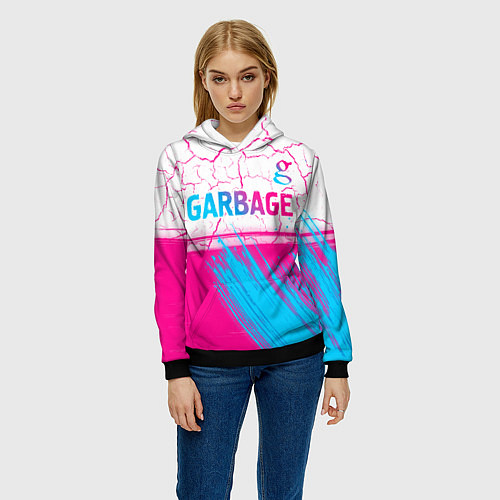 Женская толстовка Garbage neon gradient style: символ сверху / 3D-Черный – фото 3