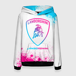 Толстовка-худи женская Lamborghini neon gradient style, цвет: 3D-черный