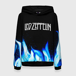 Толстовка-худи женская Led Zeppelin blue fire, цвет: 3D-черный