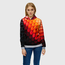 Толстовка-худи женская Hexagon orange, цвет: 3D-меланж — фото 2