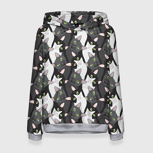Женская толстовка Кошки с зелеными глазами / 3D-Меланж – фото 1