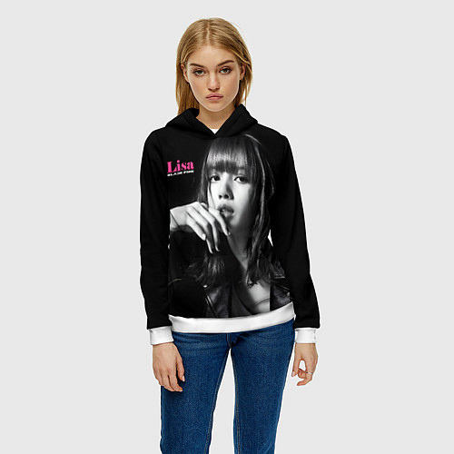 Женская толстовка Blackpink Lisa in leather jacket / 3D-Белый – фото 3