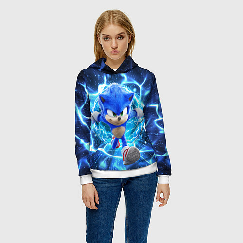 Женская толстовка Sonic electric waves / 3D-Белый – фото 3